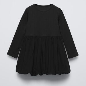 Zara Girls Black Long Sleeve Kids Dress